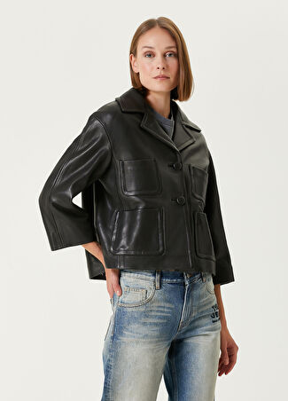 Marc Jacobs Kadın Lady Siyah Crop Deri Ceket M