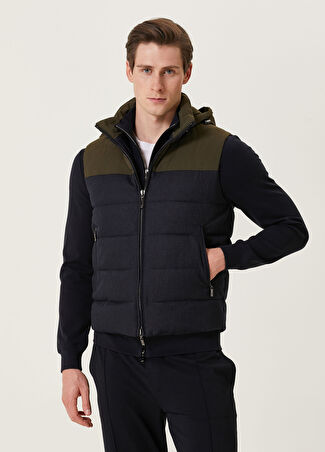 Pal Zileri Erkek Yeşil Colorblocked Kapitoneli Yelek 50 It