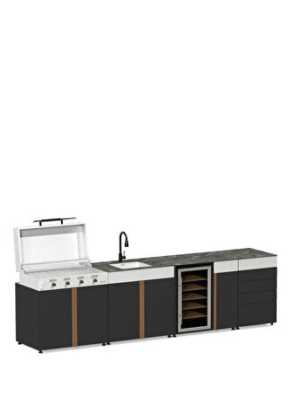 Korflame 4008 Pure 4 Modül Bahçe Mutfağı 345 Cm Siyah -1