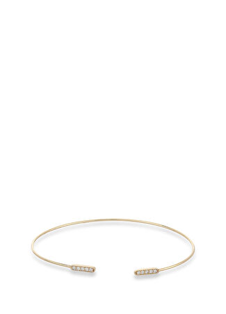 Ginza Design Jewelry Kadın Marshall Pırlanta Taşlı 14 Ayar Altın Rengi Bilezik -1