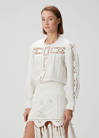 Etoile Isabel Marant Kadın Valmira Beyaz Dantelli Gömlek 34 Fr