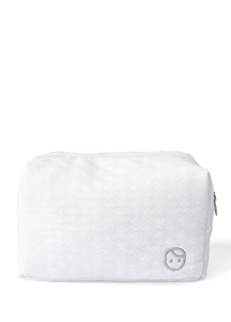 Little Gusto Bebek Beyaz Sıvı Geçirmez Fermuarlı Kapitone Organizer Çanta -1