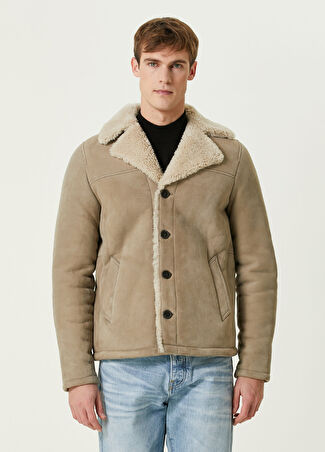 Allsaints Erkek Relaxed Fit Paulson Vizon Shearling Deri Mont Bej S