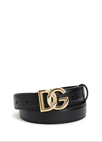 Dolce&gabbana Kadın Siyah Logo Tokalı Deri Kemer 80 -1
