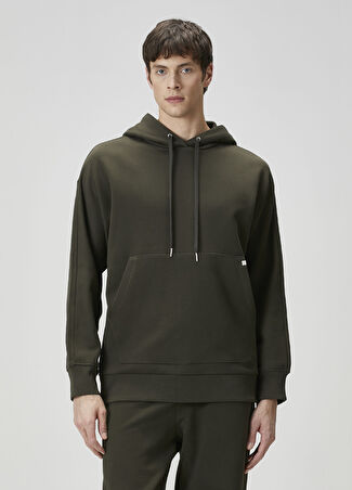 Helmut Lang Erkek Mega Zip Haki Kapüşonlu Sweatshirt S/m