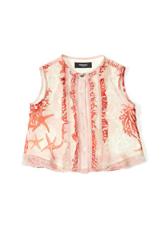 Versace Kız Çocuk Barocco İpek Gömlek Pembe