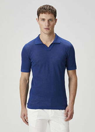 Kiton Erkek Mavi Polo Yaka Kısa Kollu Triko M