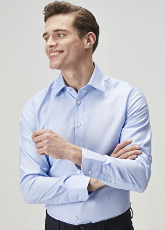 Beymen Club Erkek Slim Fit Mavi Non-iron Gömlek L -1