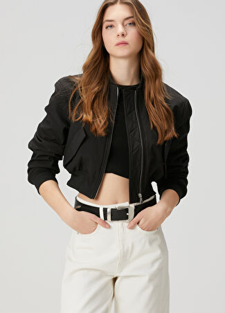 Beymen Club Kadın Siyah Crop Bomber Mont 40 -1