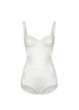 Dolce&gabbana Kadın Beyaz Dantel Garnili İpek Body 3b Us