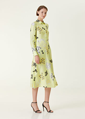 Red Valentino Kadın Sarı Çiçek Desenli Midi İpek Elbise 42 It