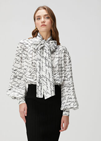 Balmain Kadın Beyaz Yazı Baskılı Gömlek 38 Fr