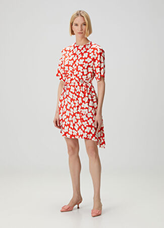 Msgm Kadın Kırmızı Çiçekli Mini Elbise 38 It