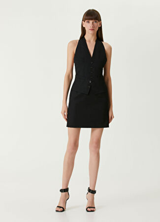 Dsquared2 Kadın Siyah Mini Yün Elbise 38 It
