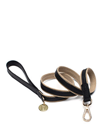 Zoe Pet Atelier Siyah Pamuklu Ve Deri Köpek Gezdirme Kayışı -1