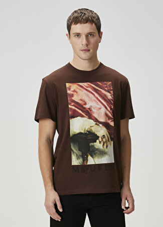 Mcqueen Erkek Kahverengi Figür Baskılı T-Shirt S