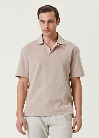 Zegna Erkek Polo Yaka Mikro Desenli T-Shirt Pembe 52 It
