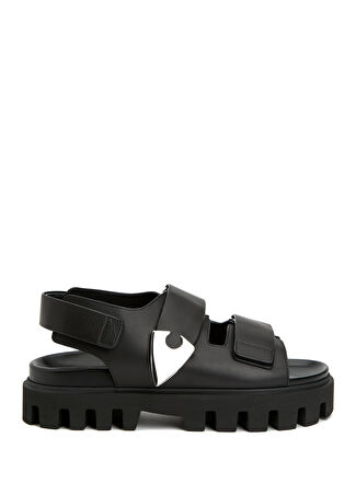Mcqueen Erkek Siyah Silver Deri Sandalet 42 -1