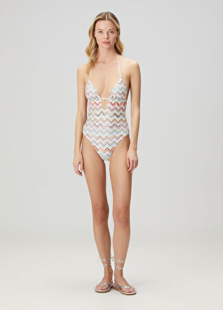 Missoni Kadın Zikzak Desenli Mayo Beyaz 42 It -1