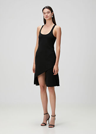 Courreges Kadın Infinity Siyah Pileli Midi Elbise 36 It