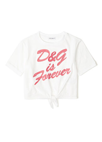 Dolce&gabbana Kız Çocuk Beyaz Logolu T-Shirt 4 Yaş