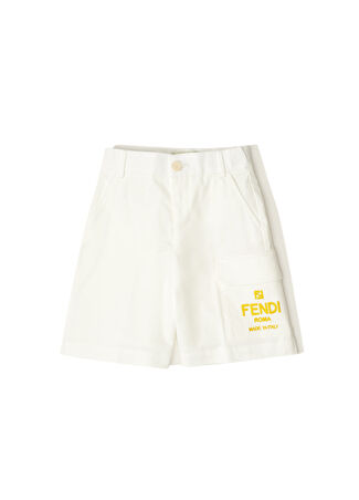 Fendi Erkek Çocuk Beyaz Logo Nakışlı Bermuda 4 Yaş