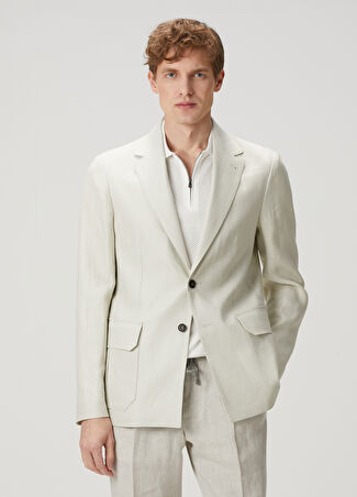 Corneliani Erkek Beyaz Keten Ceket 54 It -1