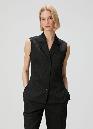 Helmut Lang Kadın Modest Siyah Jakarlı Yelek 0 Us
