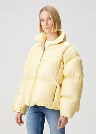 Jil Sander Kadın Sarı Puffer Mont Bej Xs