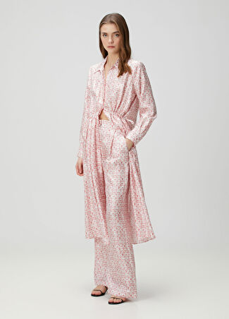 Beymen Collection Collection Kadın Kırmızı Desenli Midi İpek Gömlek Elbise 34