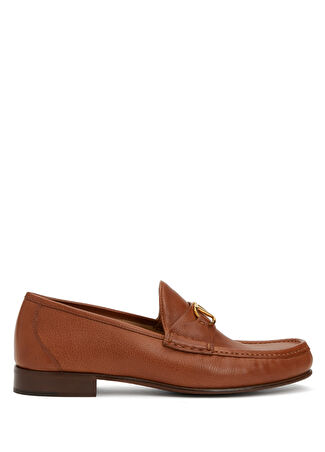Valentino Garavani Erkek Vlogo Taba Deri Loafer Turuncu 42.5 -1