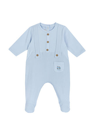 Chicco Erkek Bebek Mavi İşlemeli Tulum 9 Ay -1