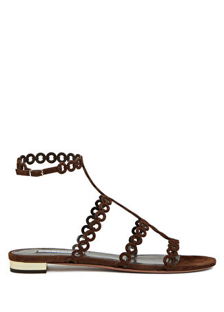 Aquazzura Kadın Infinity Chain Kahverengi Deri Sandalet 37.5 -1