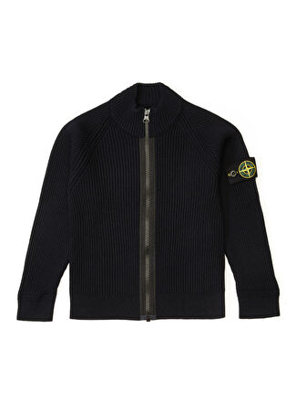Stone Island Erkek Bebek Mavi Logo Detaylı Yün Hırka 12 Yaş