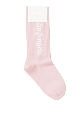 Palm Angels Çocuk Pembe Logo Jakarlı Çorap I