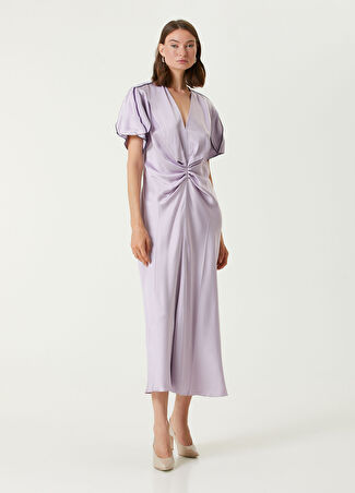 Victoria Beckham Kadın Midi Saten Elbise Mor 12 Us