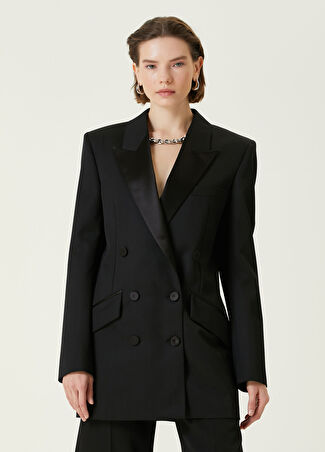Givenchy Kadın Siyah Kruvaze Yün Ceket 36 It
