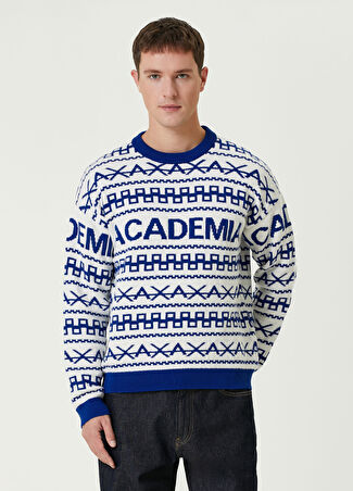 Academia Erkek Saks Logo Jakarlı Kazak Mavi Xs
