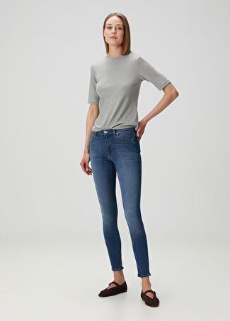 7 For All Mankind Kadın Illusion Luxe Mavi Skinny Jean Pantolon 28 Us -1