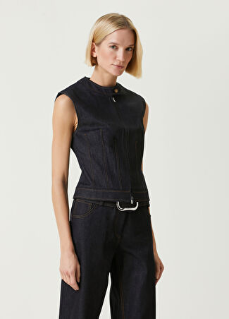 Aya Muse Kadın Lacivert Denim Yelek Xs