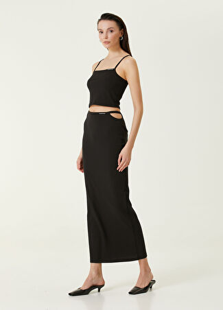 T By Alexander Wang Kadın Siyah Ribli Midi Etek M