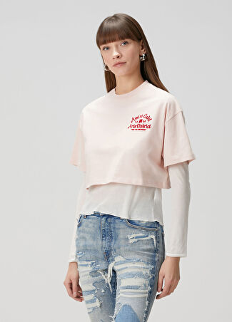 Amiri Kadın Arts District Crop T-Shirt Pembe L