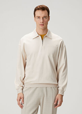 Pal Zileri Erkek Polo Yaka Sweatshirt Bej 50 It