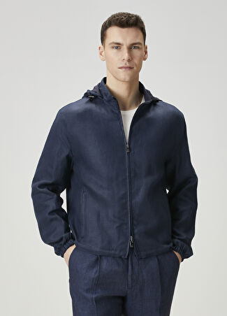 Corneliani Erkek Lacivert Çift Taraflı Keten Mont 54 It -1