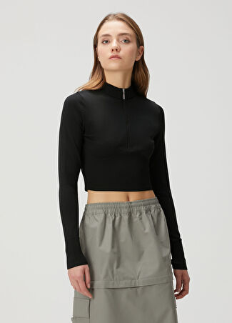 Nike Kadın Chill Knit Siyah Crop Sweatshirt Xs