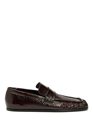 Jil Sander Kadın Koyu Kahverengi Deri Loafer 39 It -1