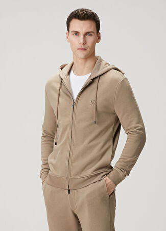 Pal Zileri Erkek Açık Kahverengi Kapüşonlu Sweatshirt 50 It