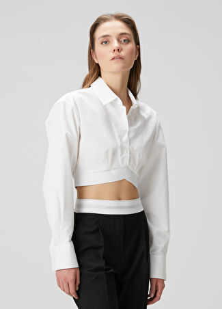 Alexander Wang Kadın Beyaz Crop Gömlek 6 Us -1