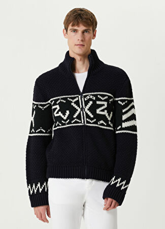 Zadig&voltaire Erkek Christophe Siyah Beyaz Jakarlı Yün Triko Hırka M/l