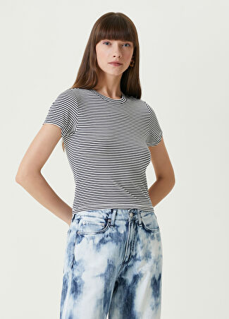 Rag&bone Kadın Luca Siyah Beyaz Çizgili T-Shirt Xs